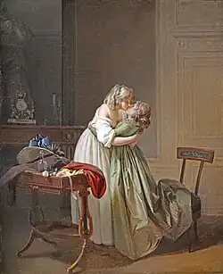 Two Young Women Kissing, 1789-1793