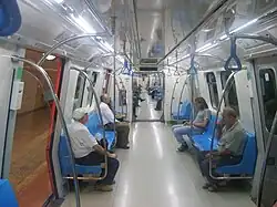 Interior of M2 rolling stock (2009 Rotem)