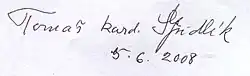 Tomáš Špidlík's signature