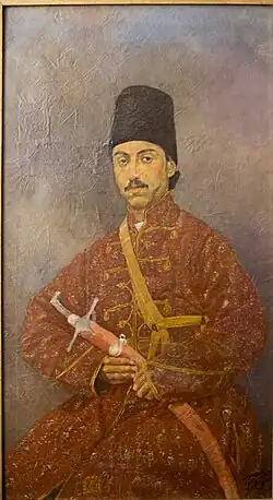 Portrait of a Qajar prince in the Negarestan Palace
