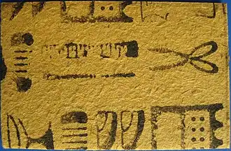 Jingyi (經衣; 'threads and clothes'): A type of joss paper with images of items needed by the dead as "daily necessity", such as clothes, shoes, cups, and scissors, printed on the surface.