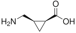 Stereo, skeletal formula of (+)-cis-2-aminomethylcyclopropane carboxylic acid