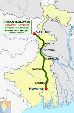 (Howrah–Katihar) Express route map
