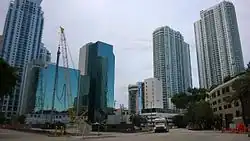 Site prep in 2014, behind existing 1980s office buildings at 1101 Brickell Avenue