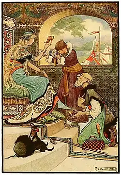 Oh, said the man, I am able to do everything. Illustration for Russian Fairy Book (1916)