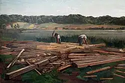 Wilhelm Trübner, Carpenters on the Bank of Wessling Lake (1876)