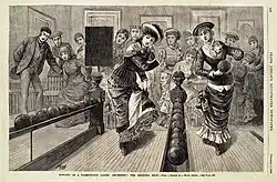 Women bowling—called a "fashionable ladies amusement"—in 1882
