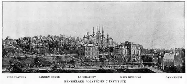 The lab among other RPI buildings circa 1896