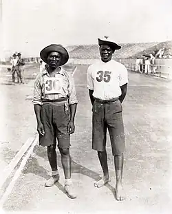 Tswana tribesmen, first Africans to compete at the Olympics