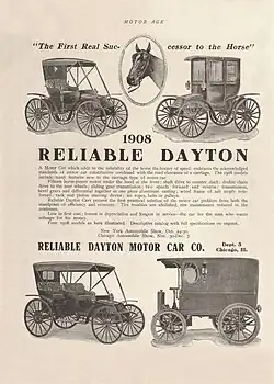 1908 Reliable Dayton advertisement in Motor Age magazine