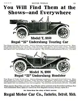 1910 Regal 25 advertisement in Motor World