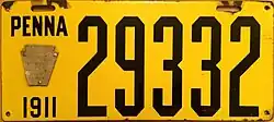 1911 Pennsylvanian license plate