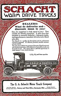 1918 Schacht Worm Drive Trucks advertisement