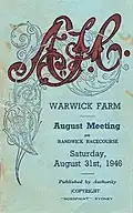 1946 AJC Warwick Stakes racebook front cover