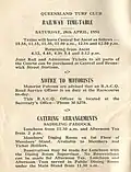 Back cover showing railway and catering arrangements