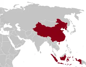 Countries boycotting the 1964 Games are shaded red