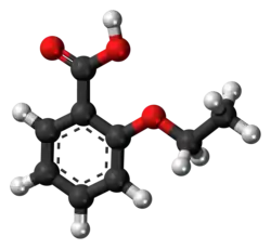 Ball-and-stick model of the 2-ethoxybenzoic acid molecule