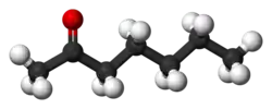 Ball-and-stick model of 2-heptanone