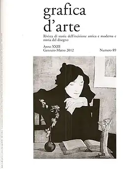 Cover page of Grafica d'Arte n. 89, January–March 2012, with "La Jeune femme au Tanagra". 1897, etching in colours 64 x 52&nbsp;cm. Exh. Vollard 1898. BnF, département des Estampes. Koehl, E42