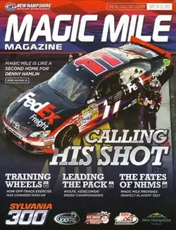 The 2013 Sylvania 300 program cover, featuring Denny Hamlin. "Calling His Shot"