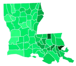 Support for Fayard by parish:   >30%   25–30%   20–25%   15–20%   10–15%   5–10%   <5%