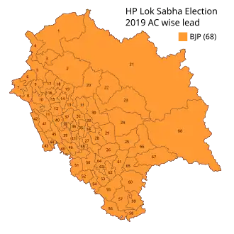 2019 Himachal Pradesh Lok Sabha Elections Assembly Wise Map