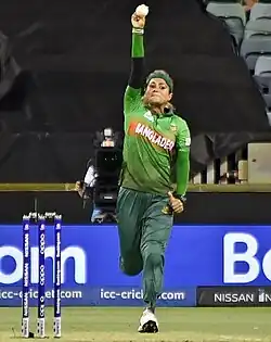 Alam bowling for Bangladesh during the 2020 ICC Women's T20 World Cup