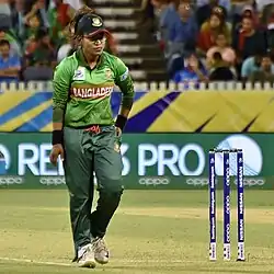 Ahmed playing for Bangladesh during the 2020 ICC Women's T20 World Cup