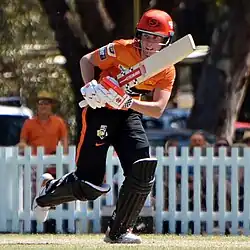 Mooney batting for Perth Scorchers during WBBL{{!}}07