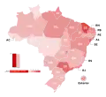 Lula's gain in vote share (by states) from the first round in the runoff