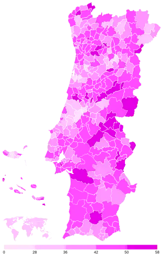 Share of the Socialist Party (PS) by municipality