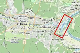 Location on a Bydgoszcz map