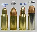 22TCM9R, 9mm Luger, 22TCM, and .38 Super