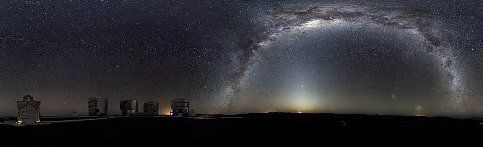 A 360-degree panorama of the southern sky above the Paranal platform