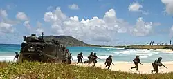 Marines from Kaneohe Bay conducting an amphibious landing in RIMPAC 2004.