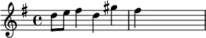 {\key g \major d''8 e'' fis''4 d'' gis'' fis'' \skip2.}