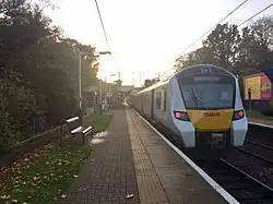 A Class 700 at Letchworth railway station in 2020.