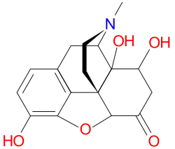 Chemical structure of 8,14-dihydroxydihydromorphinone.