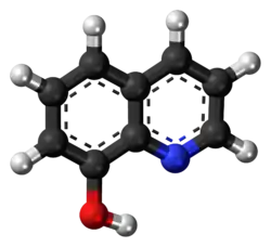 Ball-and-stick model of the 8-hydroxyquinoline molecule