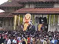 Elephants at the ritual opening of the temple gate, Thrissur Pooram Festival, Kerala