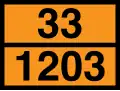 An ADR plate that displays Hazard identification number (top) and UN number (bottom).