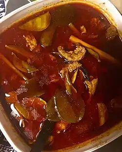 Asam pedas tetel (beef cut), a version of the dish from Malacca, Malaysia