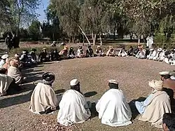 A Group of Banuchi and Wazir Elders sitting in a Jirga, Bannu, Khyber Pakhtunkhwa.