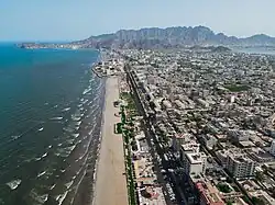Aerial view of the Abyan Beach in Khor Maksar