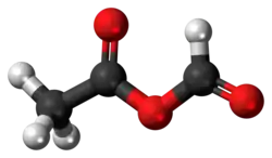 Ball-and-stick model of the acetic formic anhydride molecule