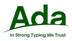 Green logo on horizon with Ada letters and slogan