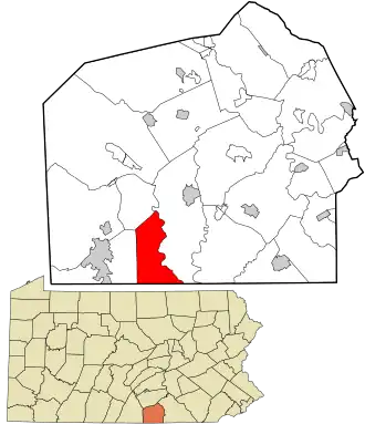 Location in Adams County and the state of Pennsylvania.