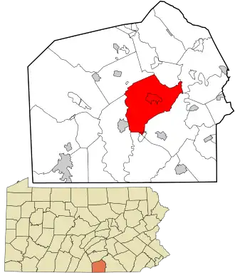 Location in Adams County and the state of Pennsylvania.