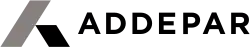 Addepar logo is two parallelograms then ADDEPAR in solid black capital letters