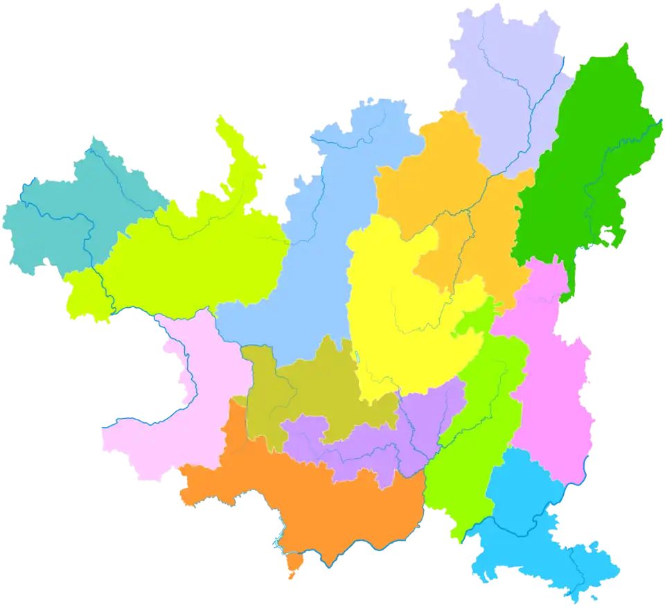 Yuqing is the division at the southeastern corner of this map of Zunyi